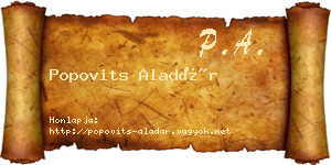 Popovits Aladár névjegykártya
