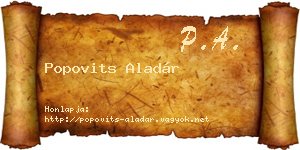 Popovits Aladár névjegykártya