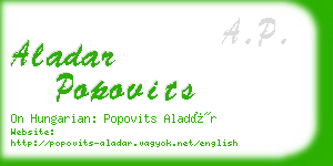 aladar popovits business card